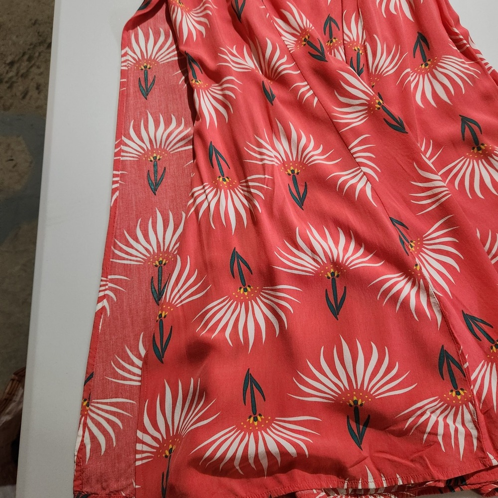 Lulus Trancoso Coral Floral Print Maxi Skirt M Side Zip High Slits Elastic Waist - Picture 7 of 11